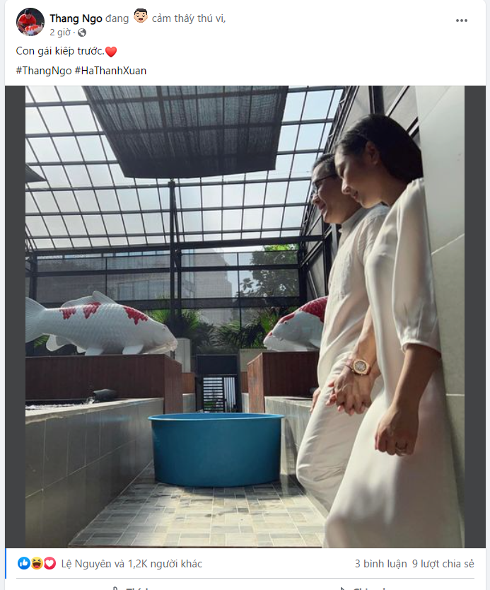 Vua cá Koi Thắng Ngô nắm tay Hà Thanh Xuân nói vợ là “con gái kiếp trước”  - Ảnh 1