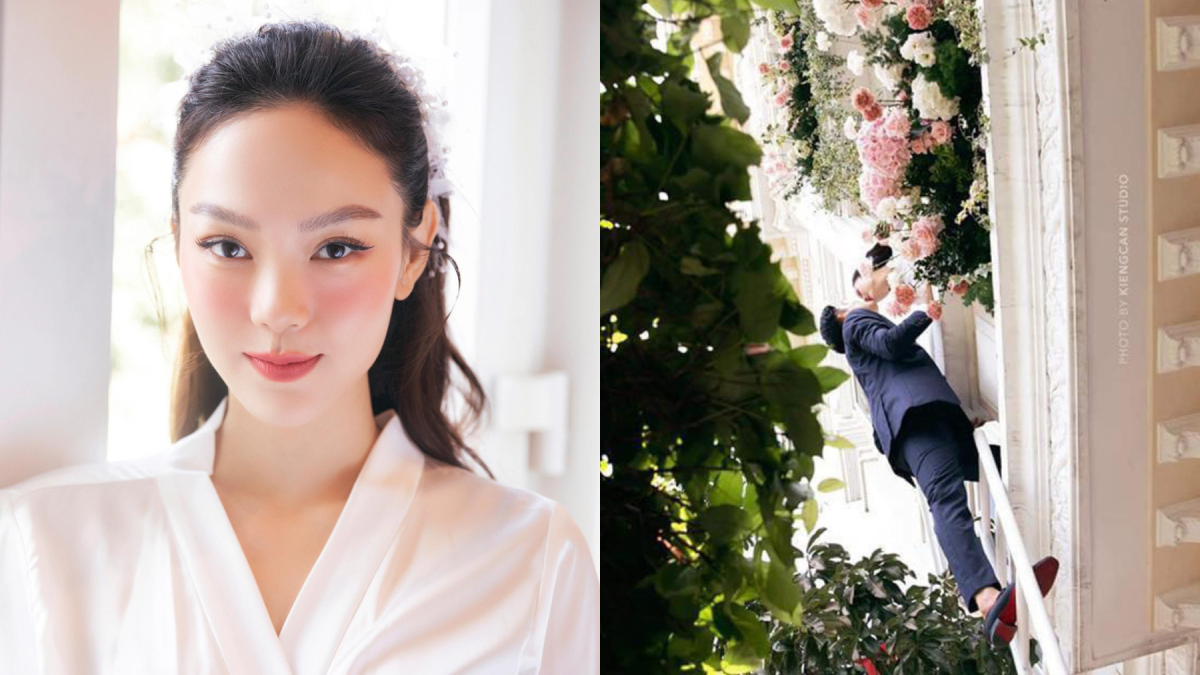 Đám hỏi Minh Hằng, chú rể rước dâu leo thang qua cửa sổ như Romeo và Juliet