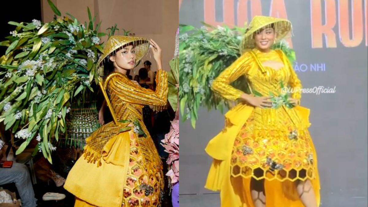 Thảo Nhi Lê bị chê như gùi rau muống trong phần trang phục dân tộc của Miss Universe Việt Nam 2022
