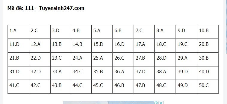 Gợi ý đáp án đề thi môn Toán thi tốt nghiệp THPT 2022 tất cả các mã đề  - Ảnh 1