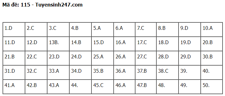 Gợi ý đáp án đề thi môn Toán thi tốt nghiệp THPT 2022 tất cả các mã đề  - Ảnh 1