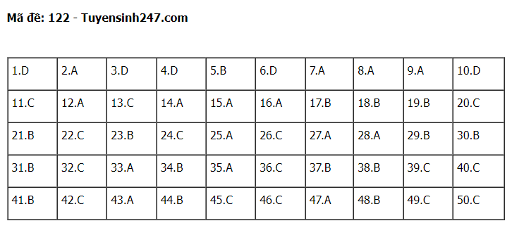 Gợi ý đáp án đề thi môn Toán thi tốt nghiệp THPT 2022 tất cả các mã đề  - Ảnh 1