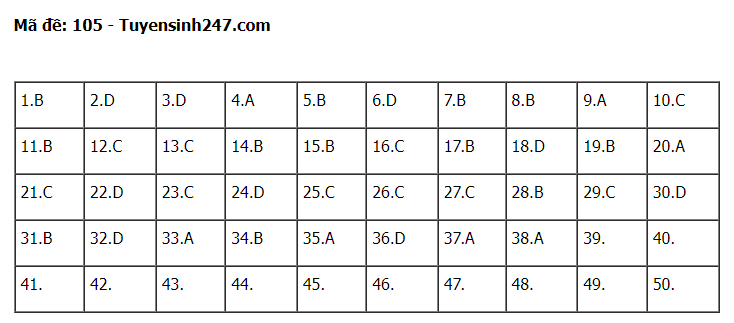 Gợi ý đáp án đề thi môn Toán thi tốt nghiệp THPT 2022 tất cả các mã đề  - Ảnh 1