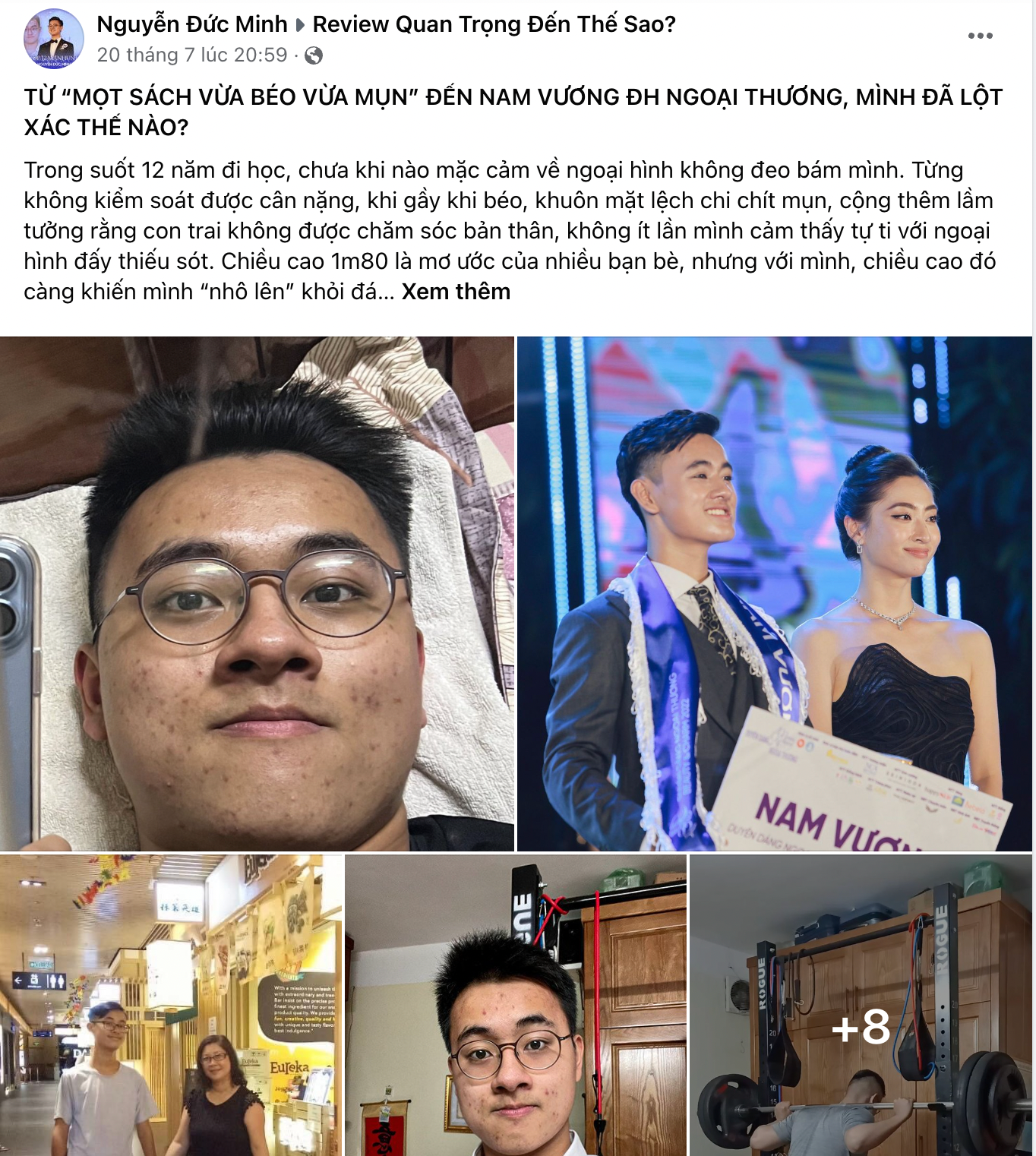 Nam vương ĐH Ngoại Thương 2022 từng là “mọt sách bụng béo mặt mụn