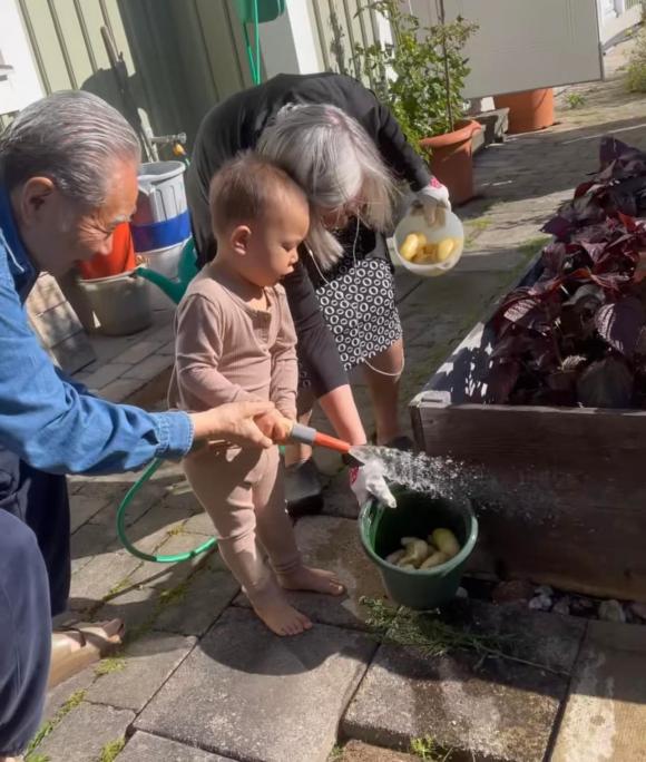 Leon nhà Hà Hồ thích làm vườn, say sưa tưới cây mặc kệ ông nội can ngăn - Ảnh 5