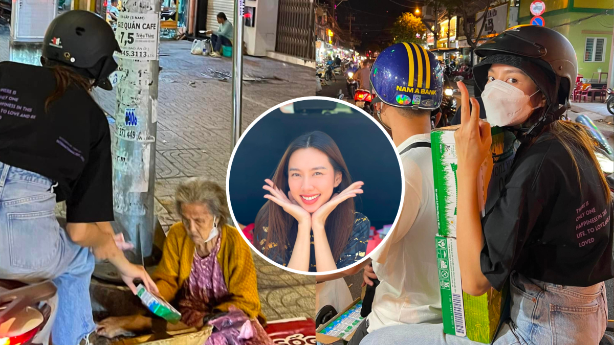 Nửa đêm, HH Thùy Tiên ra đường bằng xe máy đi tìm người nghèo