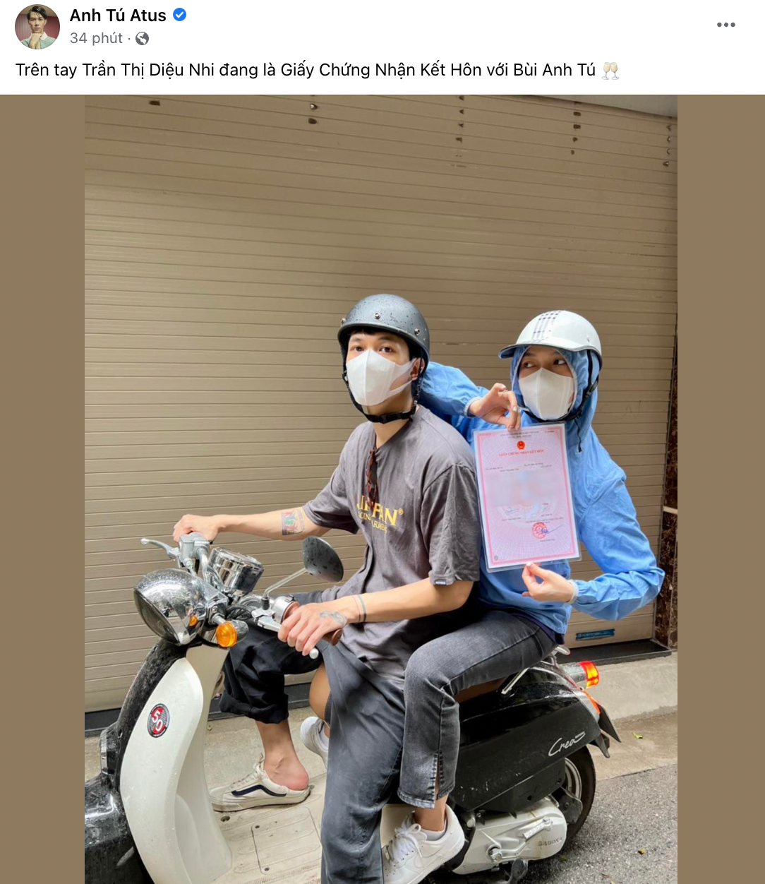 Anh Tú Atus công khai giấy đăng ký kết hôn với Diệu Nhi, tin đồn sinh con là thật- Ảnh 1