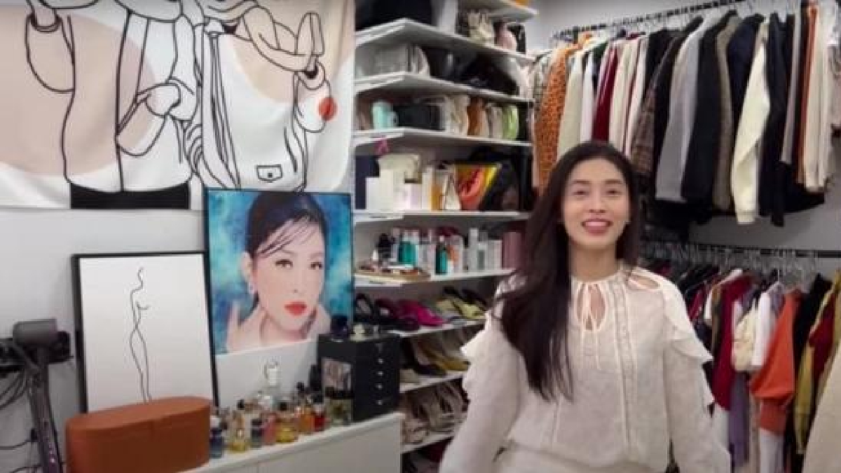 Á hậu Phương Nga khoe phòng thay đồ, netizen chê: Như shop quần áo bình dân