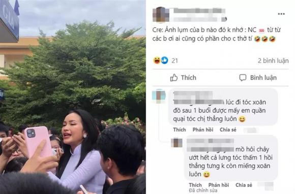 Hoa hậu Ngọc Châu lộ làn da kém sắc sau khi trôi lớp makeup vì quẩy sung ở trường cũ- Ảnh 1