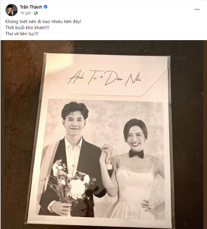 Nhận thiệp cưới Anh Tú - Diệu Nhi, Trấn Thành than thở hết tiền vì “thời buổi khó khăn”- Ảnh 4