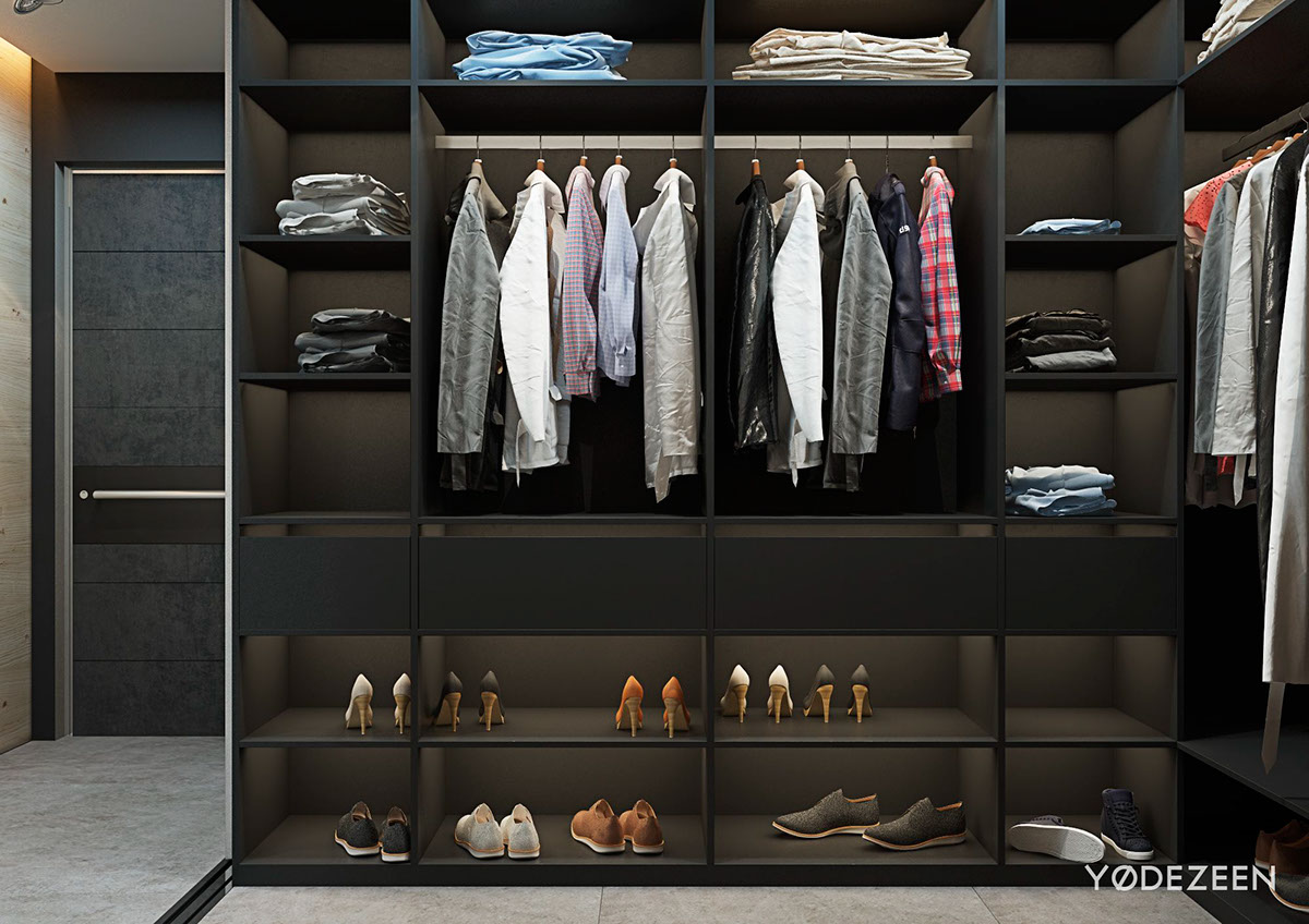 Tủ lưu trữ quần áo và giày dép cực rộng rãi được “giấu nhẹm” khéo léo.
