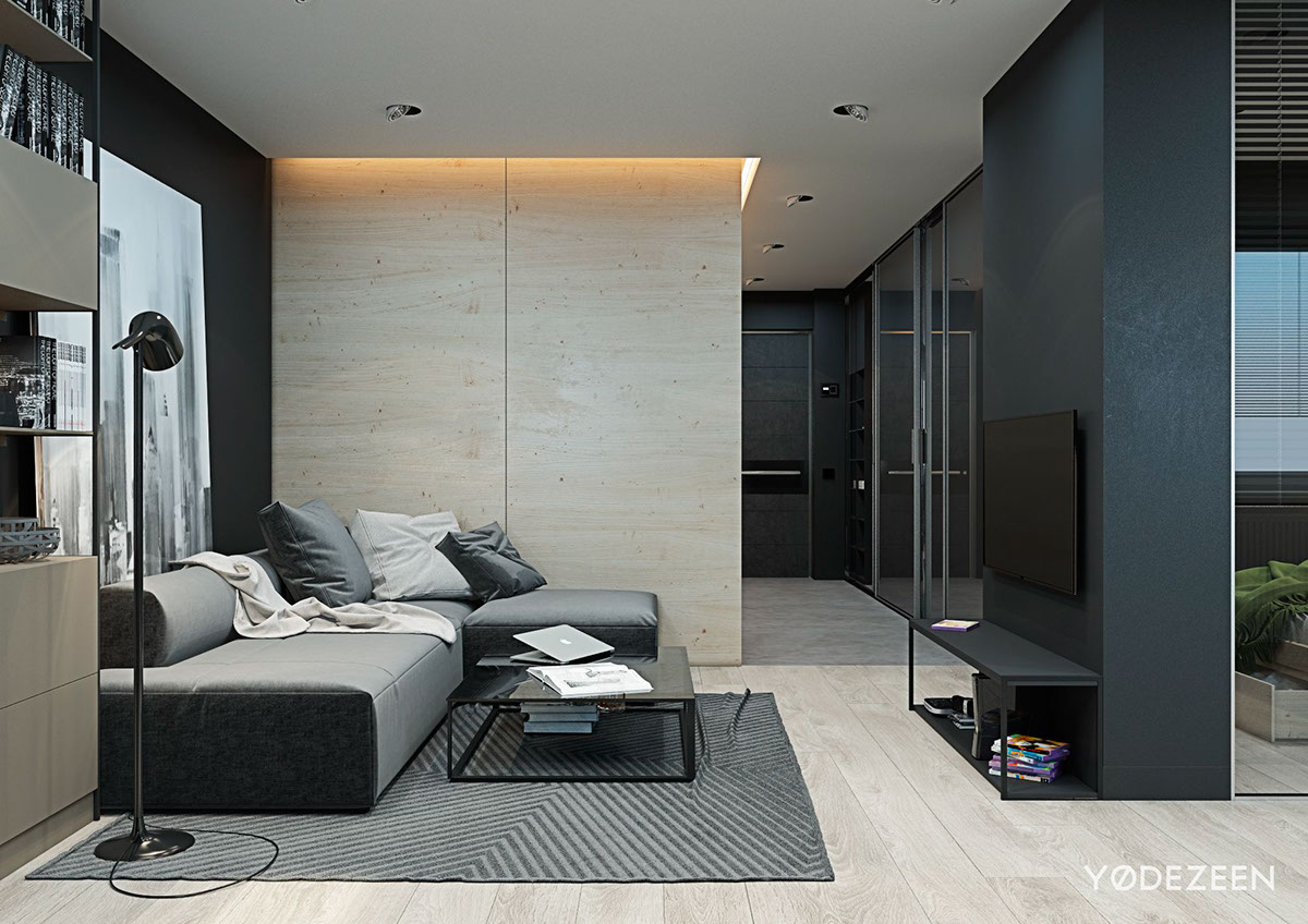 Sofa thấp sàn được lựa chọn để tạo cảm giác thoáng đãng.