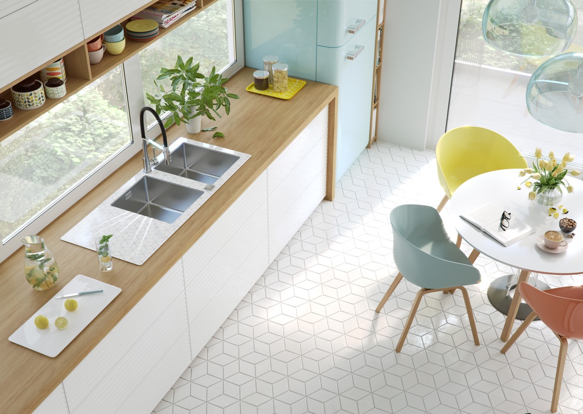 Những món nội thất tích hợp thông minh cùng cách bày trí tối giản để phòng bếp được gọn gàng nhất có thể.