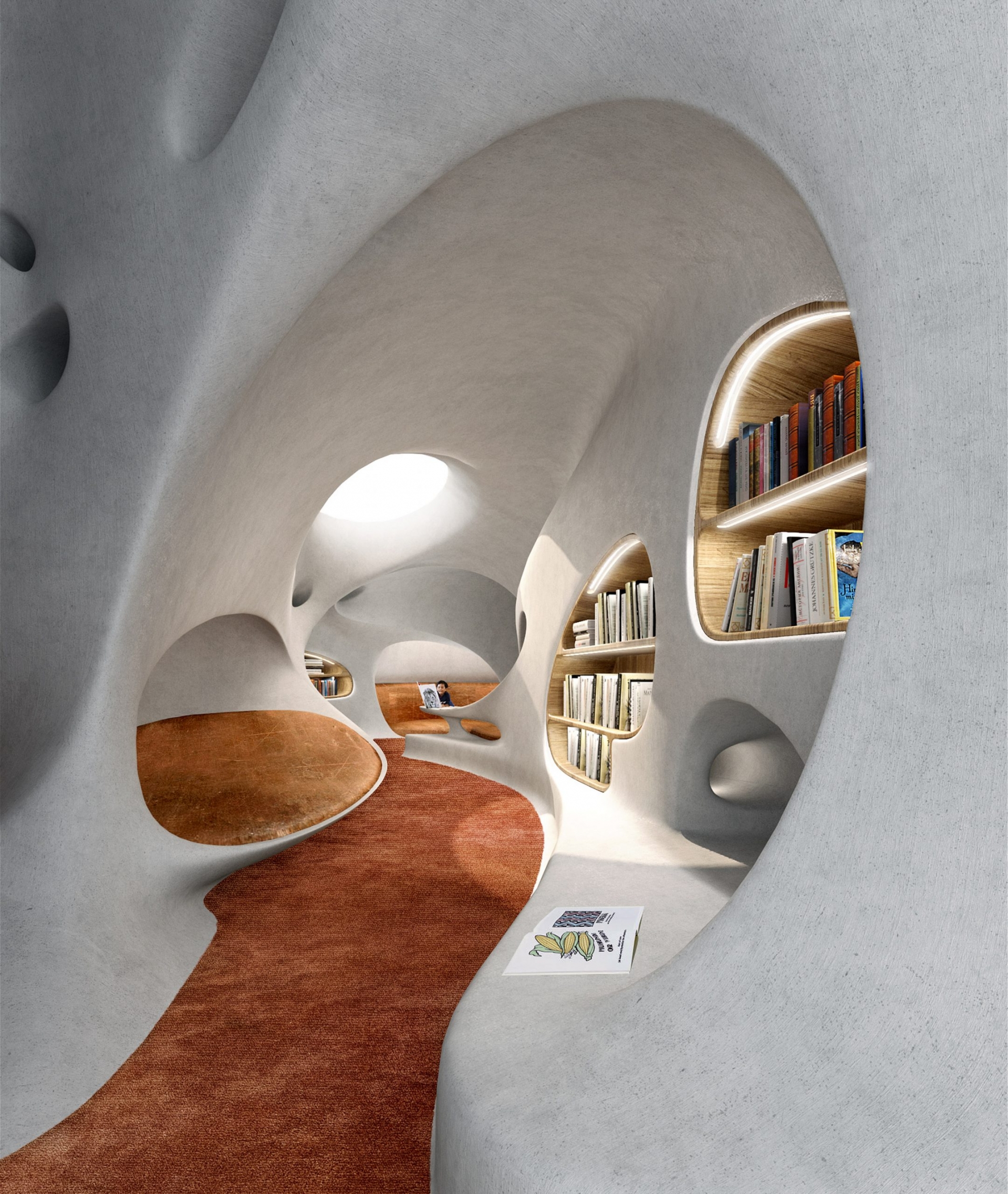 Khu vực thư viện cho trẻ em sẽ thiết kế dạng đường hầm.
