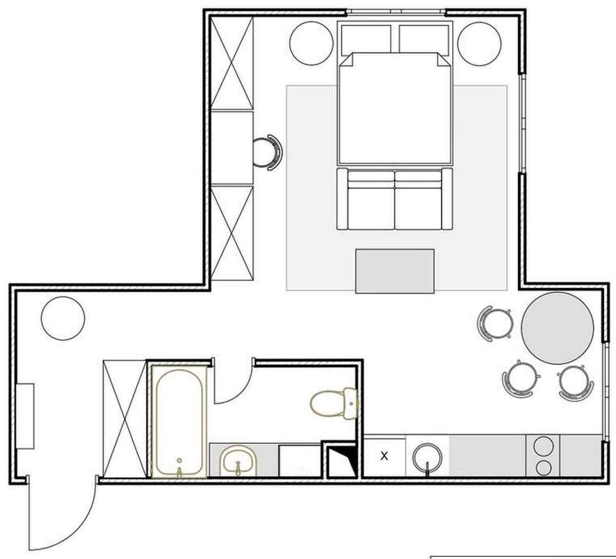 Kế hoạch sàn của căn hộ do nhà thiết kế nội thất cung cấp.