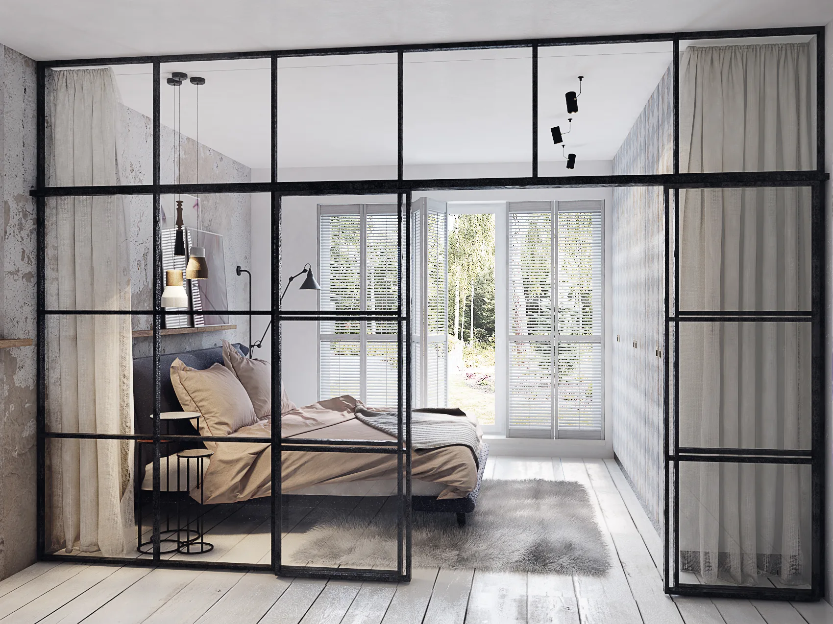 Ngất ngây 10 phòng ngủ sử dụng vách ngăn bằng cửa kính 