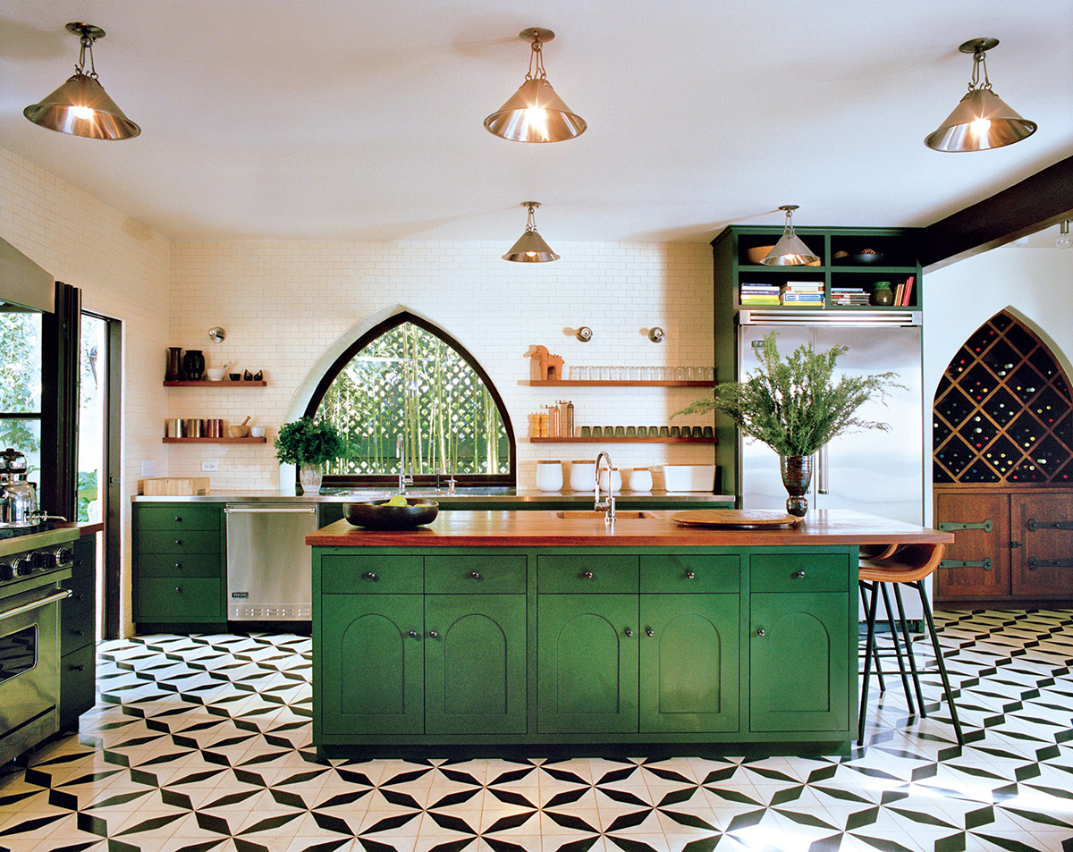 Màu xanh lá cây thúc đẩy mối quan hệ tương sinh theo Ngũ hành cho phòng bếp.