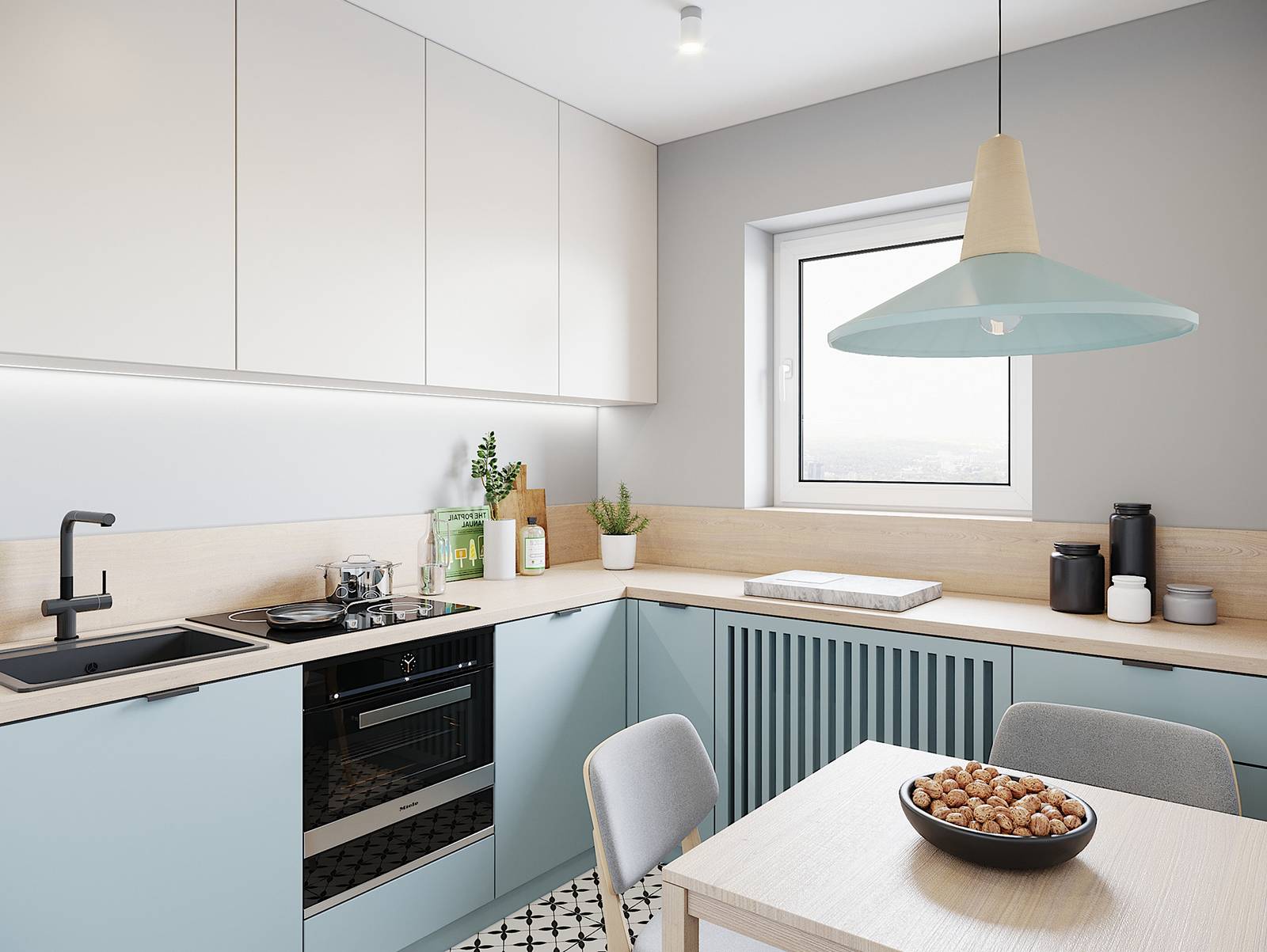 Căn hộ 43m² với gam màu pastel dịu nhẹ cùng không gian thoáng đãng