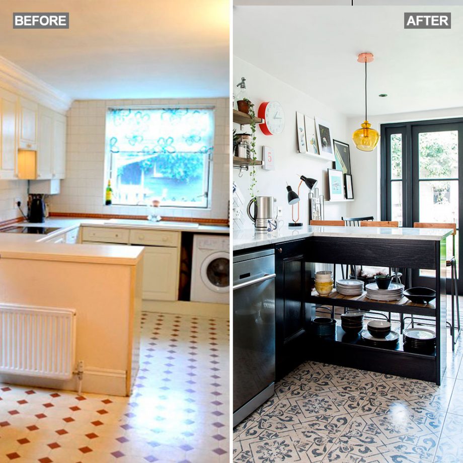 Hình ảnh “một trời một vực” của phòng bếp trước và sau khi được cải tạo bởi cặp vợ chồng.