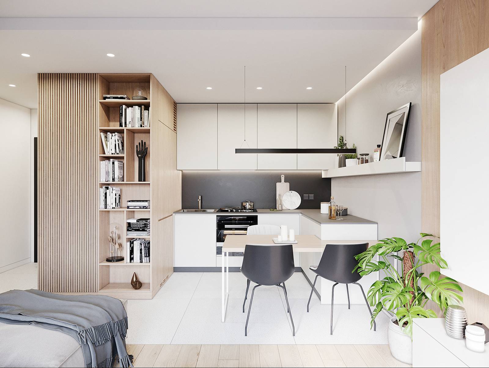 Căn hộ 37m² theo phong cách tối giản nhưng vẫn quyến rũ nhờ gam màu trắng, xám và gỗ thanh lịch