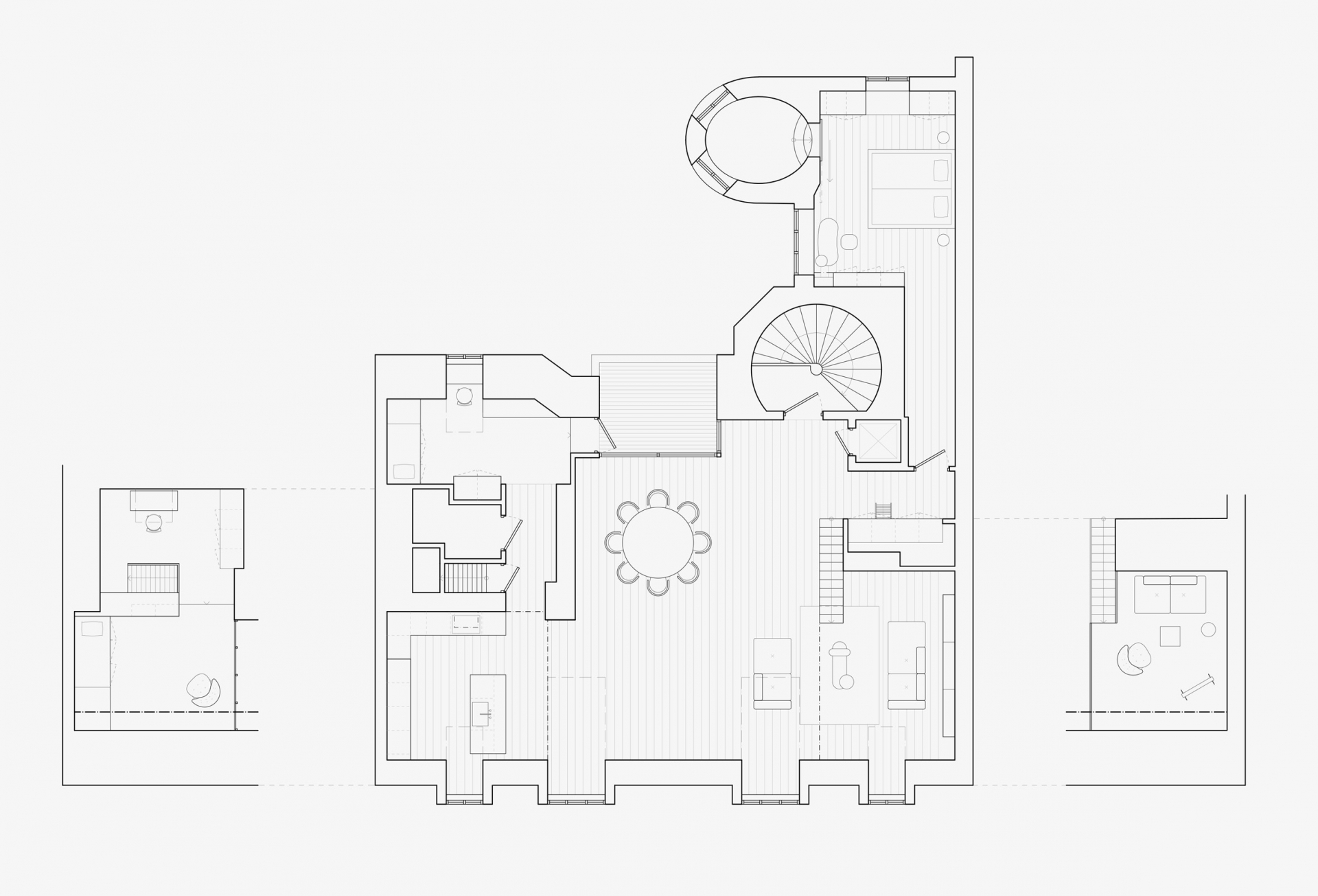 Sơ đồ thiết kế The Mantelpiece Loft - không gian sống trên tầng áp mái - do Note Design Studio cung cấp.