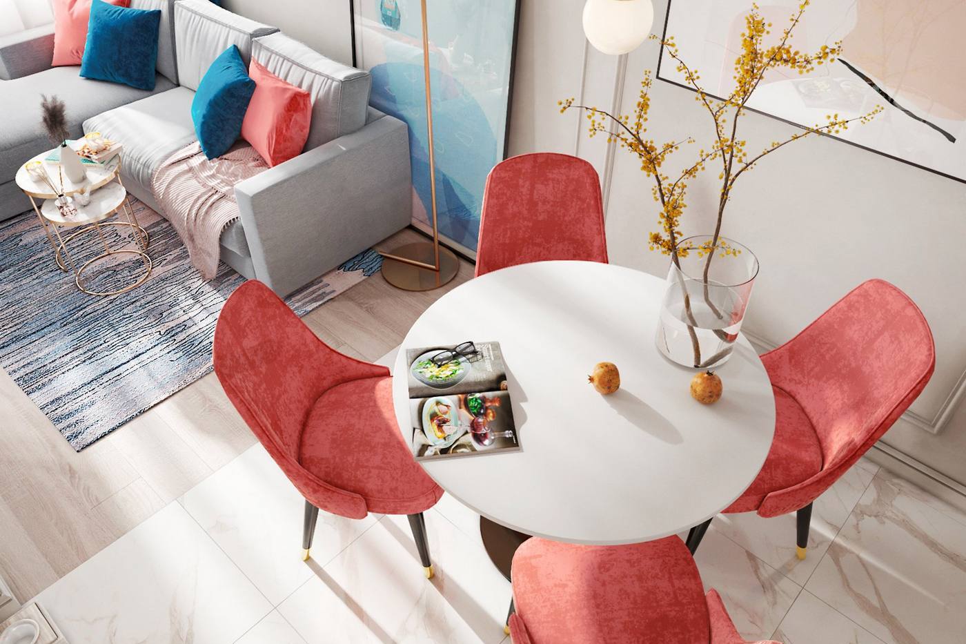 Căn hộ 40m² tuyệt đẹp của cô gái trẻ với nội thất màu đỏ san hô kết hợp cùng xanh lam cực chất