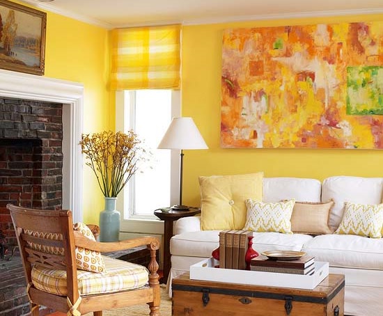 Ngất ngây trước những bức tường màu vàng tuyệt đẹp như mang nắng tỏa khắp căn phòng