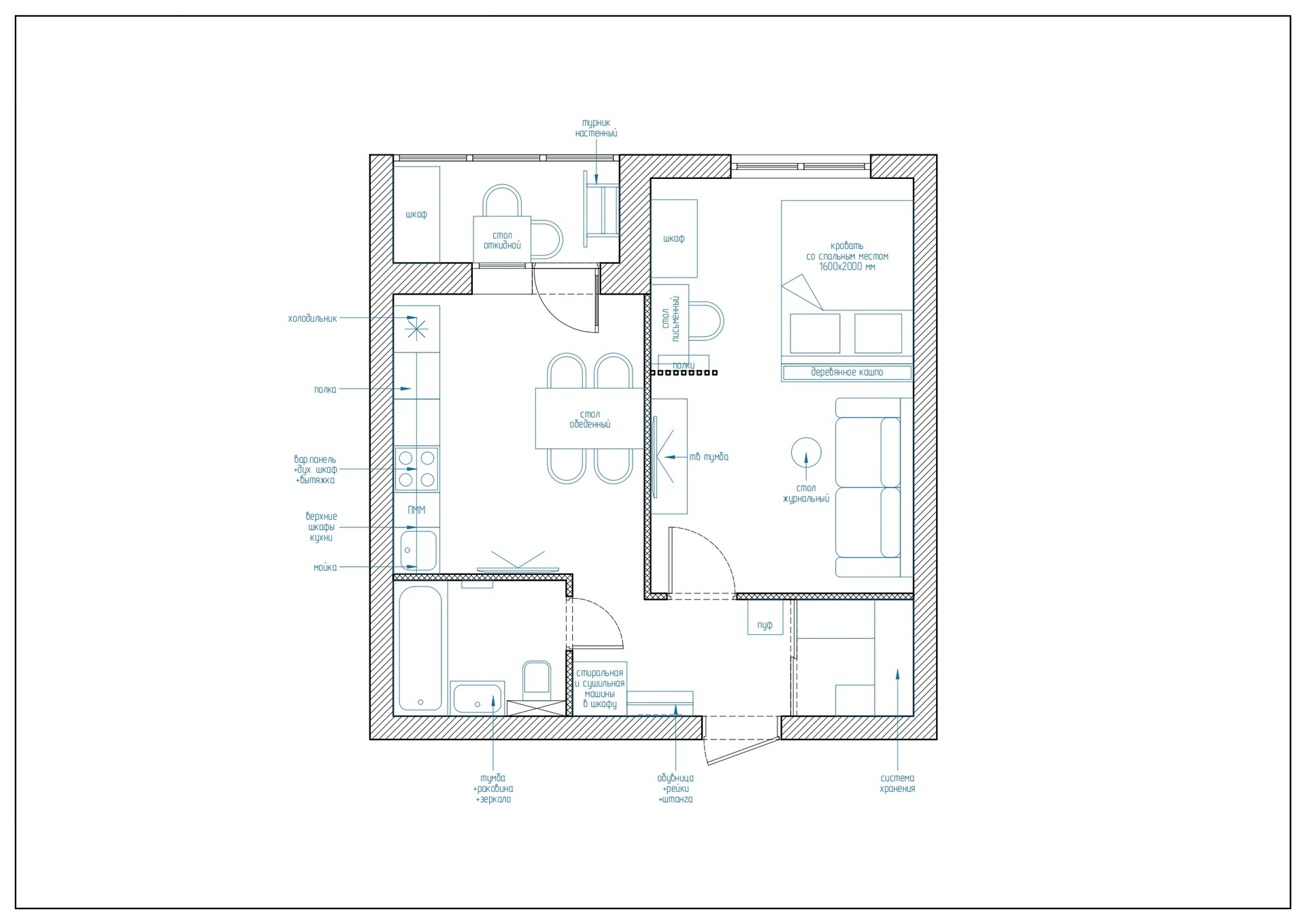 Và đây là sơ đồ thiết kế nội thất căn hộ tại Samara do NTK Aigul Sultanova cung cấp.