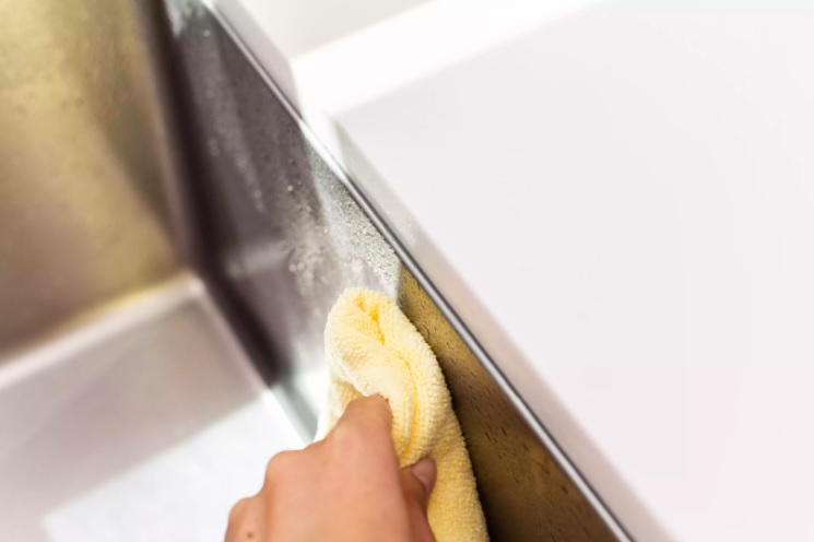 Sử dụng một miếng vải mềm để làm khô hoàn toàn bồn rửa và vòi nước.