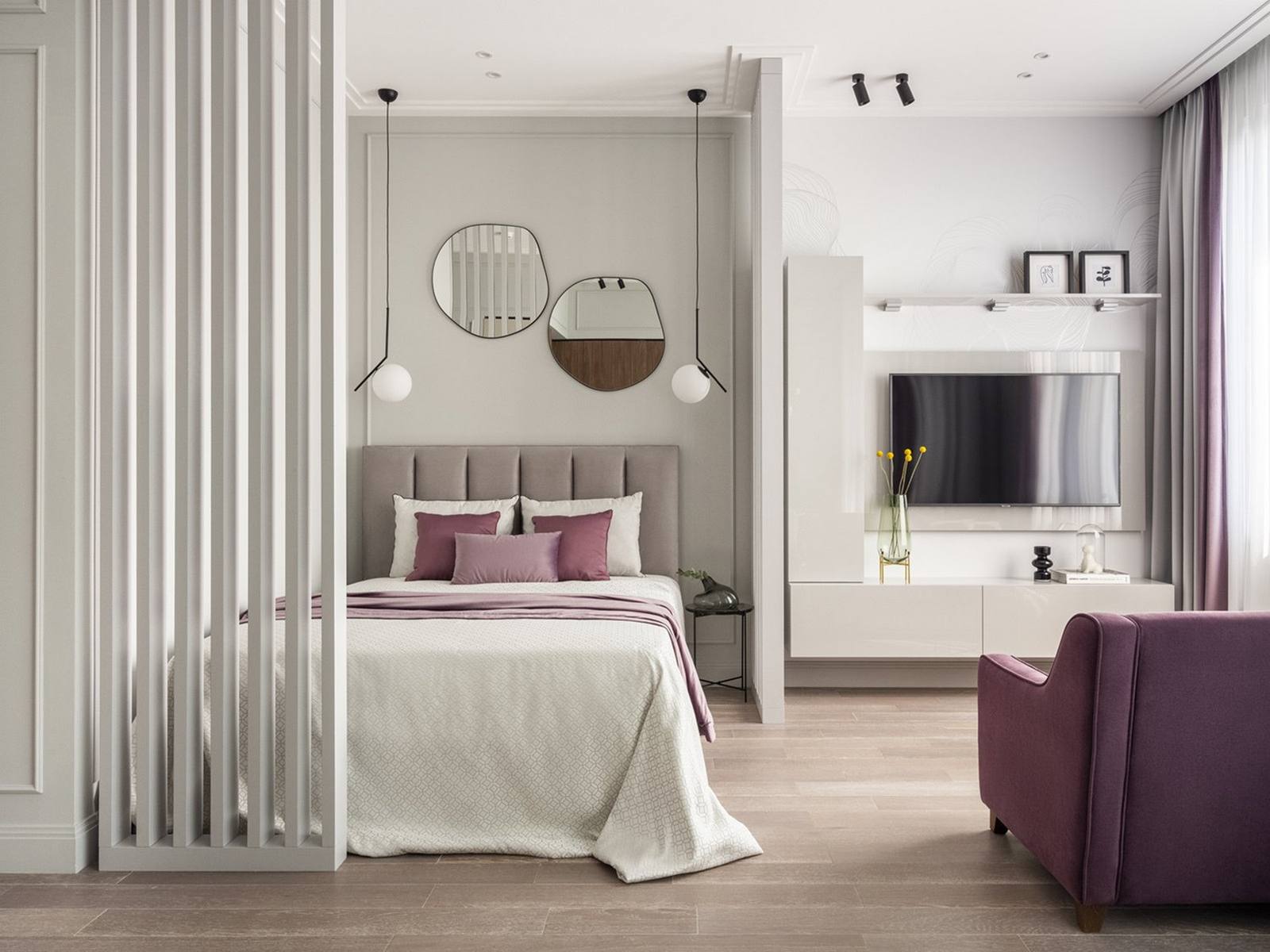 Căn hộ 43m² màu trắng tím mộng mơ và sang chảnh hết nấc của nàng độc thân