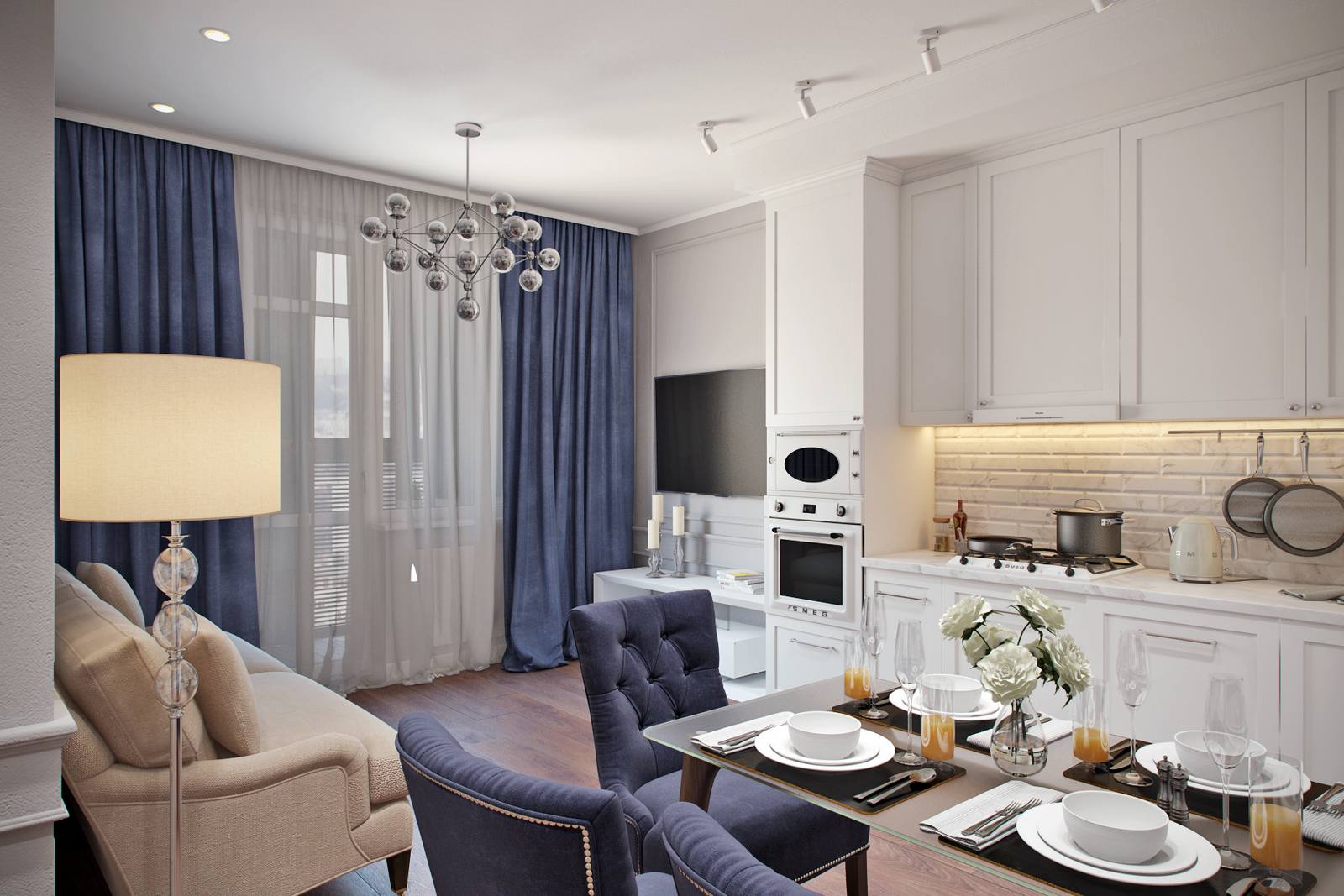 Căn hộ 45m² tươi sáng, nhẹ nhàng với gam màu trắng - xanh lam cho cảm giác bình yên, vững chãi