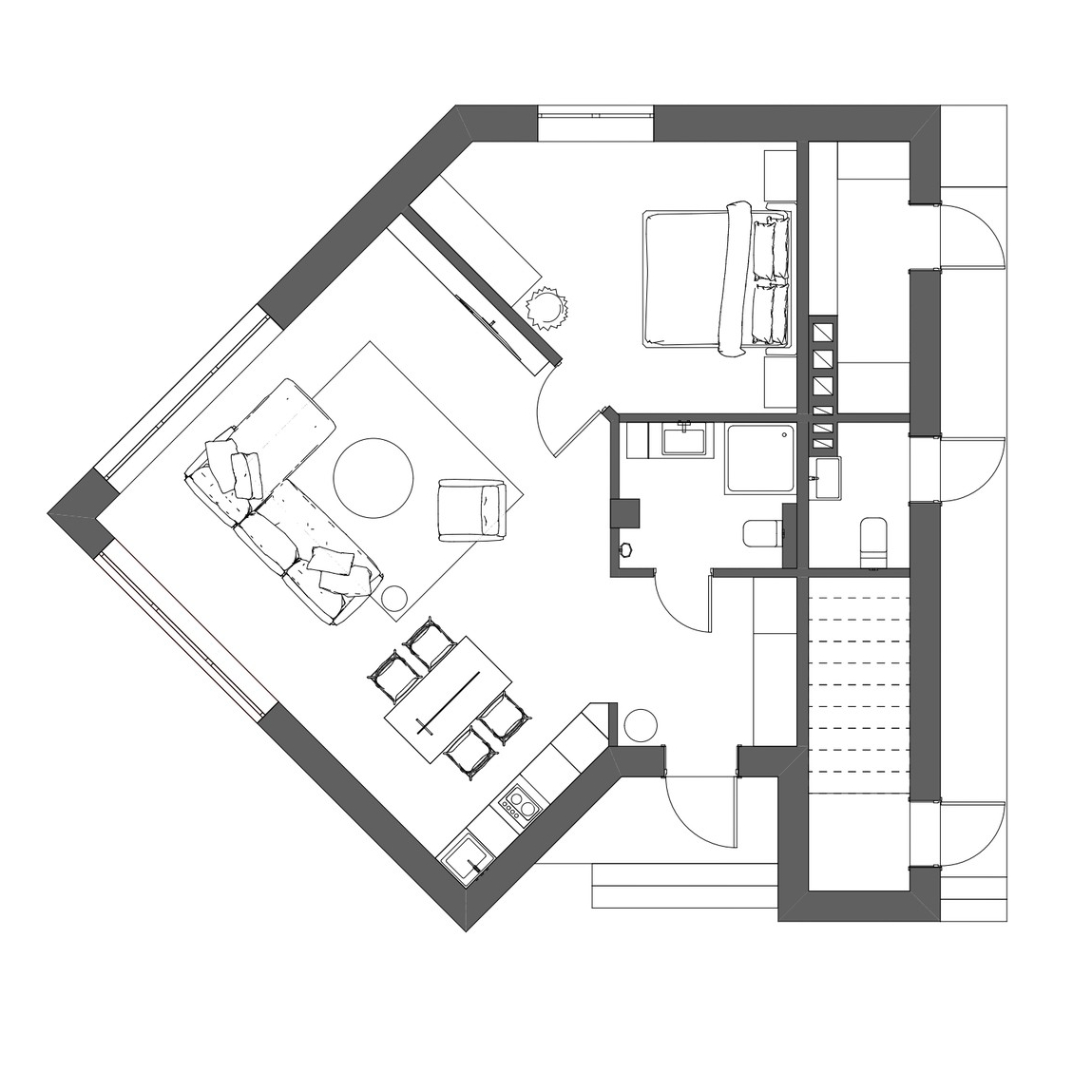 Sơ đồ thiết kế ngôi nhà diện tích 80m² của cặp vợ chồng son do Anna Usova cung cấp.