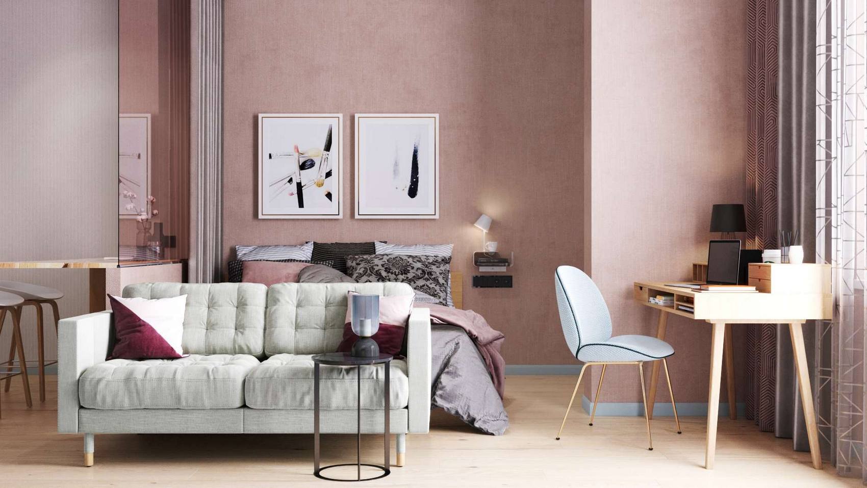 Căn hộ 49m² thiết kế thanh lịch, thoáng sáng dù chỉ sở hữu duy nhất một ô cửa sổ đón nắng