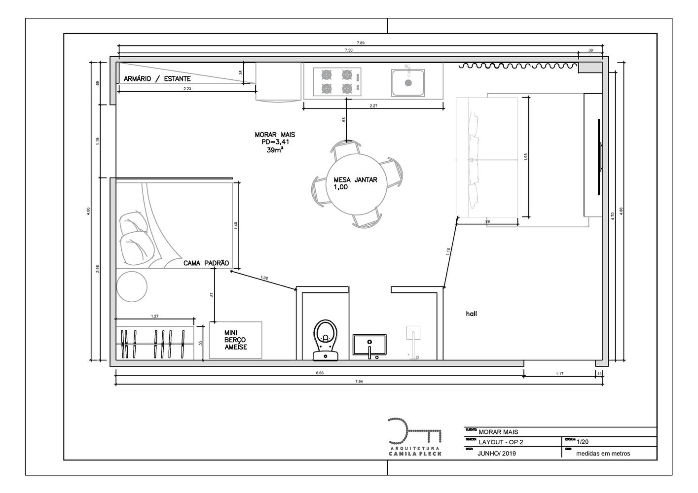 Sơ đồ thiết kế Cores Apartment do Camila Fleck Arquitetura cung cấp.