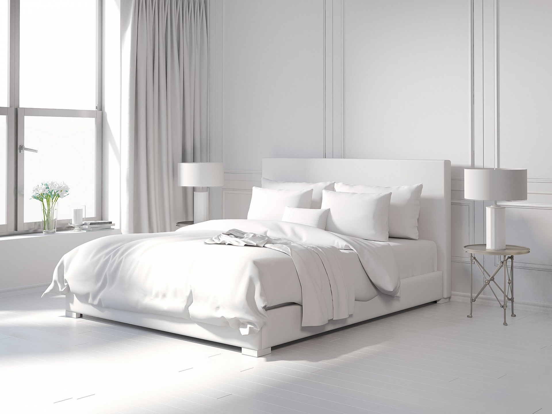 Sử dụng duy nhất màu trắng để sơn tường phòng ngủ sẽ vô tình khiến bạn liên tưởng đến căn phòng sạch sẽ, vô trùng ở… bệnh viện. 