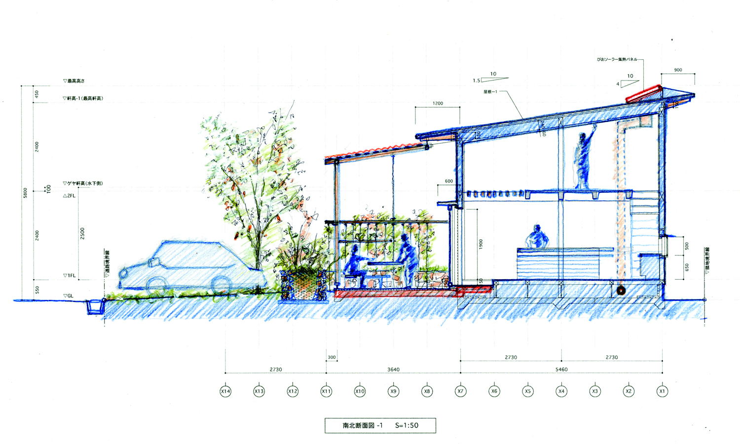 Sơ đồ thiết kế ngôi nhà do đội ngũ KTS của Plan21 Studio cung cấp.