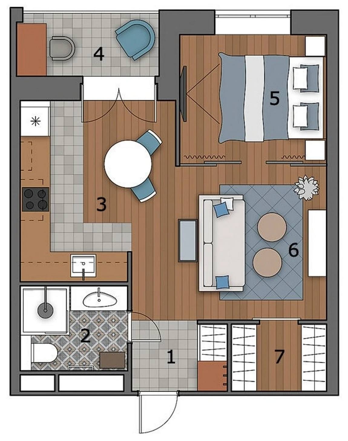 Cải tạo căn hộ 46m² với nội thất màu xanh lam cho vẻ đẹp yên bình, tinh tế của cặp vợ chồng son - Ảnh 3