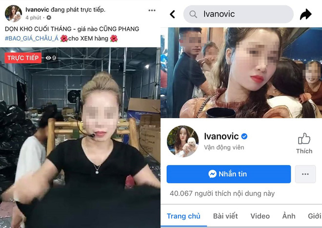 Trước đó, trang facebook của cựu trung vệ Chelsea Ivanovic cũng đã bị hack để phục vụ livestream bán hàng.