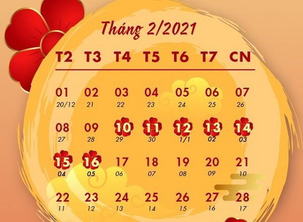Cán bộ, viên chức, công chức, người lao động sẽ được nghỉ 7 ngày trong dịp tết Nguyên đán 2021.