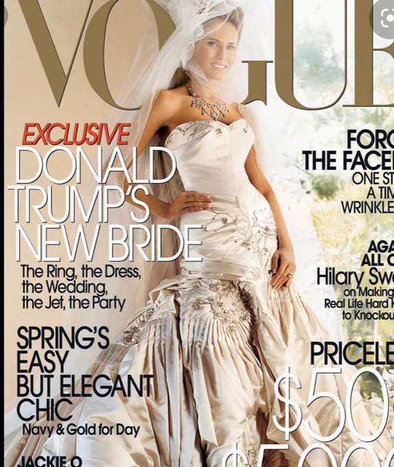 Váy cưới của bà Melania xuất hiện trên trang bìa tạp chí Vogue.