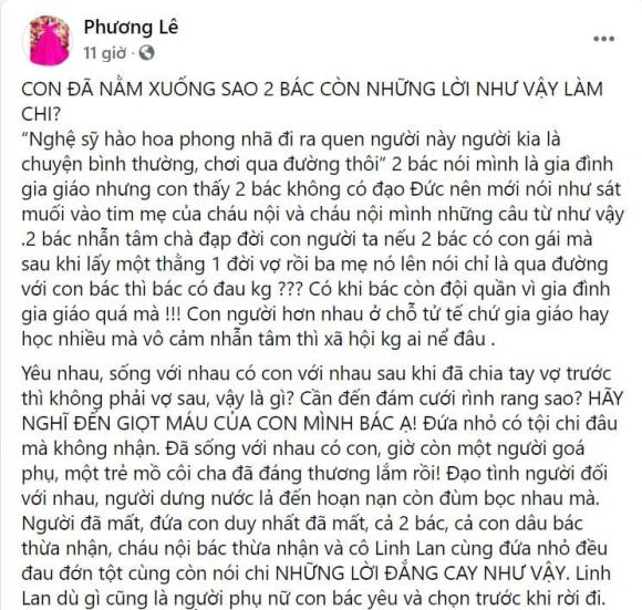 Hoa hậu Phương Lê cũng bày tỏ quan điểm của mình trước sự việc.