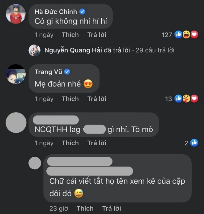 Hà Đức Chinh và mẹ nuôi Quang Hải đều để lại những bình luận úp mở phía dưới bài viết của nam cầu thủ.