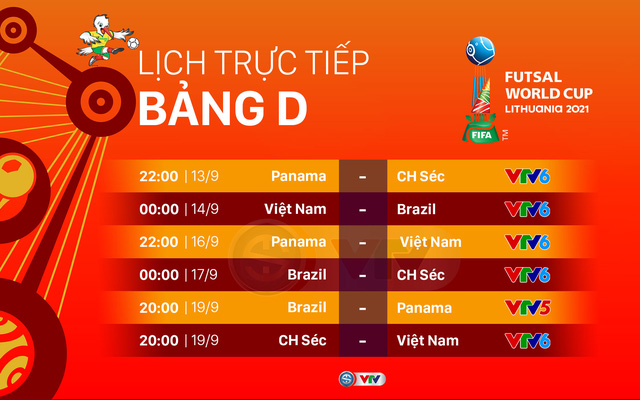 Lịch thi đấu của ĐT Việt Nam tại World Futsal 2021