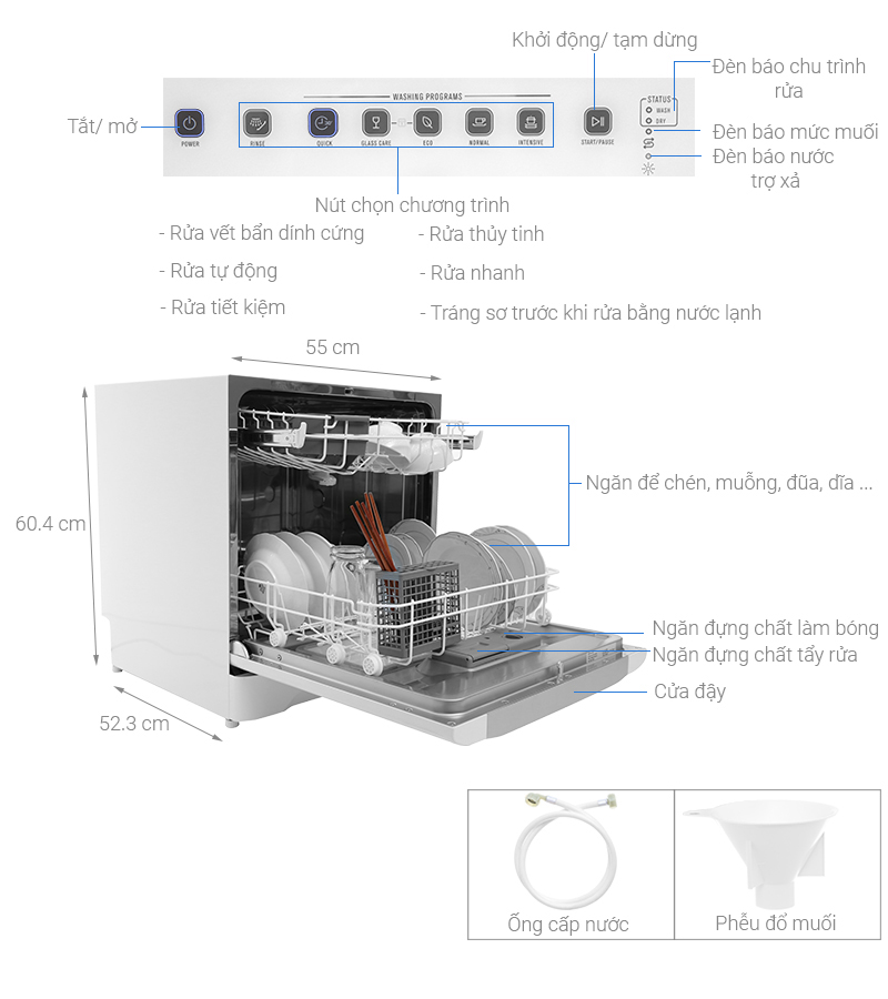 Cấu tạo của máy rửa chén Electrolux ESF6010BW 1480W